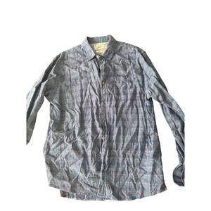 Grayers Mens Large‎ Blue Linen Cotton Blend Dotted Long Sleeve Button Down Shirt